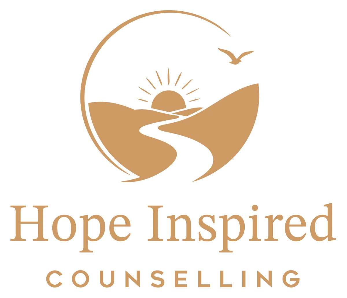 Hope Inspired Counselling logo: a sun rising over hills with a winding path